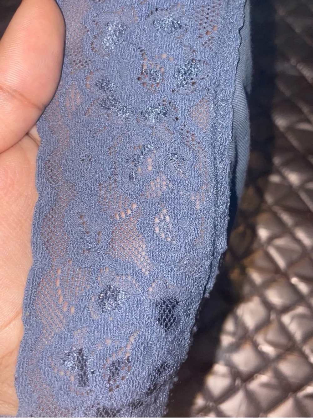 Lace-Trim Camisole Tank Top - Navy - Picture 3 of 3